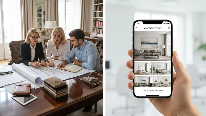 Comparison between AI interior designer app and traditional interior designer consultation