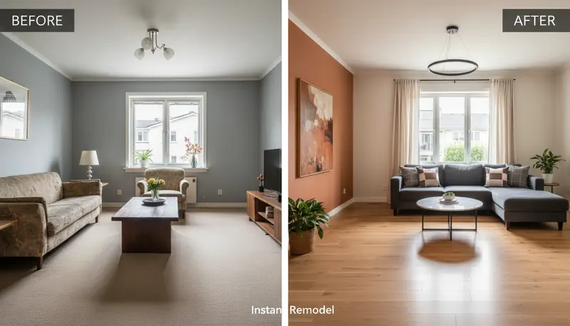 Teste de pisos e paredes - AI Decoration App feature